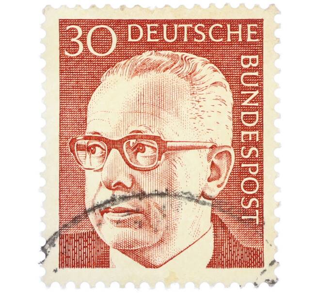 Почтовая марка 30 пфеннигов 1971 года Западная Германия (ФРГ) «Президент Густав Хайнеман» (Артикул: T11-37199) — Фото №1