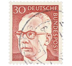 Почтовая марка 30 пфеннигов 1971 года Западная Германия (ФРГ) «Президент Густав Хайнеман» — Фото №1