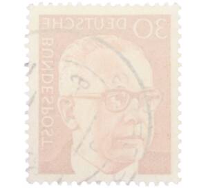 Почтовая марка 30 пфеннигов 1971 года Западная Германия (ФРГ) «Президент Густав Хайнеман» — Фото №2