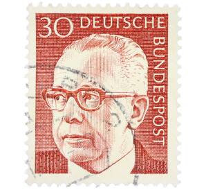 Почтовая марка 30 пфеннигов 1971 года Западная Германия (ФРГ) «Президент Густав Хайнеман» — Фото №1