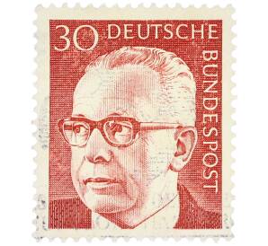 Почтовая марка 30 пфеннигов 1971 года Западная Германия (ФРГ) «Президент Густав Хайнеман» — Фото №1
