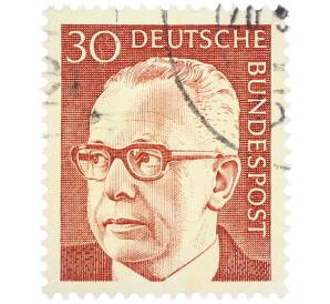 Почтовая марка 30 пфеннигов 1971 года Западная Германия (ФРГ) «Президент Густав Хайнеман» — Фото №1