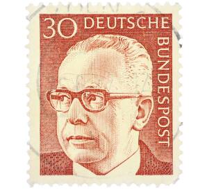 Почтовая марка 30 пфеннигов 1971 года Западная Германия (ФРГ) «Президент Густав Хайнеман» — Фото №1