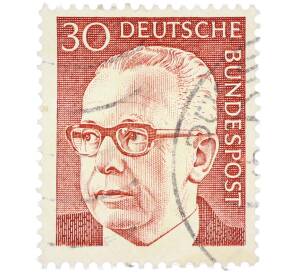 Почтовая марка 30 пфеннигов 1971 года Западная Германия (ФРГ) «Президент Густав Хайнеман» — Фото №1