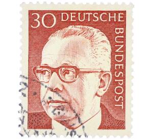Почтовая марка 30 пфеннигов 1971 года Западная Германия (ФРГ) «Президент Густав Хайнеман» — Фото №1