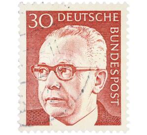 Почтовая марка 30 пфеннигов 1971 года Западная Германия (ФРГ) «Президент Густав Хайнеман» — Фото №1