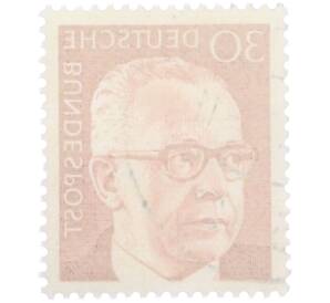 Почтовая марка 30 пфеннигов 1971 года Западная Германия (ФРГ) «Президент Густав Хайнеман» — Фото №2