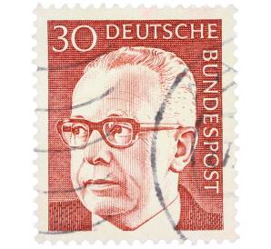 Почтовая марка 30 пфеннигов 1971 года Западная Германия (ФРГ) «Президент Густав Хайнеман» — Фото №1