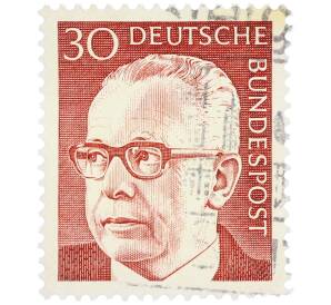 Почтовая марка 30 пфеннигов 1971 года Западная Германия (ФРГ) «Президент Густав Хайнеман» — Фото №1