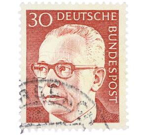 Почтовая марка 30 пфеннигов 1971 года Западная Германия (ФРГ) «Президент Густав Хайнеман» — Фото №1