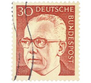 Почтовая марка 30 пфеннигов 1971 года Западная Германия (ФРГ) «Президент Густав Хайнеман» — Фото №1
