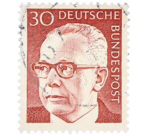 Почтовая марка 30 пфеннигов 1971 года Западная Германия (ФРГ) «Президент Густав Хайнеман» — Фото №1