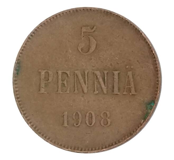 Монета 5 пенни 1908 года Русская Финляндия (Артикул M1-32584)
