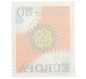 Почтовая марка 30 пфеннигов 1967 года Западная Германия (ФРГ) «Европейская конференция администраций почтовых служб и служб связи CEPT — Механизм» — Фото №2