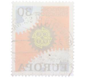 Почтовая марка 30 пфеннигов 1967 года Западная Германия (ФРГ) «Европейская конференция администраций почтовых служб и служб связи CEPT — Механизм» — Фото №2