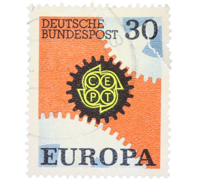 Почтовая марка 30 пфеннигов 1967 года Западная Германия (ФРГ) «Европейская конференция администраций почтовых служб и служб связи CEPT — Механизм» (Артикул: T11-37262) — Фото №1