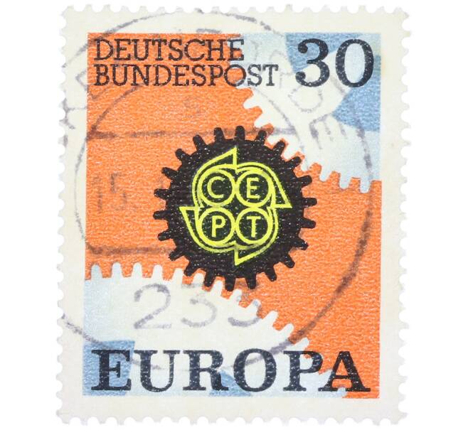 Почтовая марка 30 пфеннигов 1967 года Западная Германия (ФРГ) «Европейская конференция администраций почтовых служб и служб связи CEPT — Механизм» (Артикул: T11-37263) — Фото №1