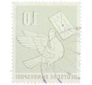 Почтовая марка 10 пфеннигов 1956 года Западная Германия (ФРГ) «Почтовый голубь» — Фото №2