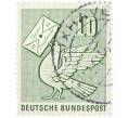Почтовая марка 10 пфеннигов 1956 года Западная Германия (ФРГ) «Почтовый голубь» (Артикул: T11-37266) — Фото №1