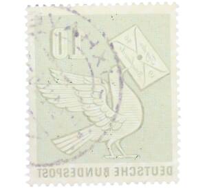 Почтовая марка 10 пфеннигов 1956 года Западная Германия (ФРГ) «Почтовый голубь» — Фото №2