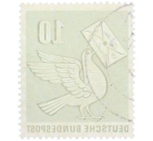 Почтовая марка 10 пфеннигов 1956 года Западная Германия (ФРГ) «Почтовый голубь» — Фото №2