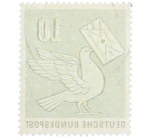 Почтовая марка 10 пфеннигов 1956 года Западная Германия (ФРГ) «Почтовый голубь» — Фото №2