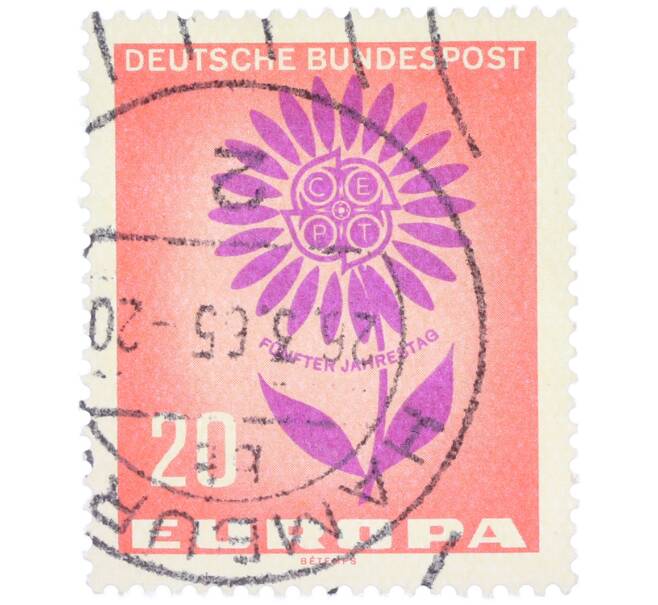 Почтовая марка 20 пфеннигов 1964 года Западная Германия (ФРГ) «Европейская конференция администраций почтовых служб и служб связи CEPT — Цветок» (Артикул: T11-37271) — Фото №1