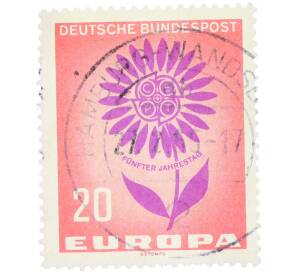 Почтовая марка 20 пфеннигов 1964 года Западная Германия (ФРГ) «Европейская конференция администраций почтовых служб и служб связи CEPT — Цветок» — Фото №1