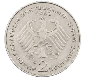 2 марки 1982 года G Западная Германия (ФРГ) «Конрад Аденауэр» — Фото №2