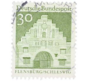 Почтовая марка 30 пфеннигов 1966 года Западная Германия (ФРГ) «Северные ворота в Фленсбурге» — Фото №1