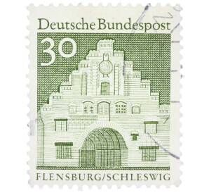 Почтовая марка 30 пфеннигов 1966 года Западная Германия (ФРГ) «Северные ворота в Фленсбурге» — Фото №1