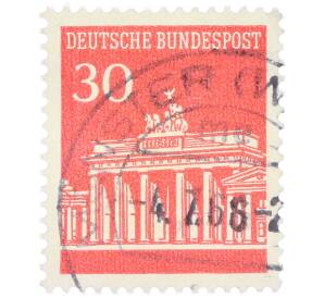 Почтовая марка 30 пфеннигов 1966 года Западная Германия (ФРГ) «Бранденбургские ворота» — Фото №1