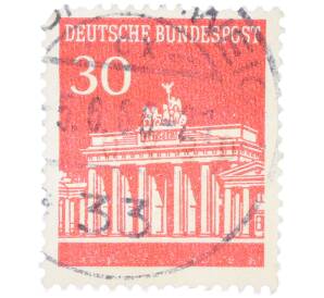 Почтовая марка 30 пфеннигов 1966 года Западная Германия (ФРГ) «Бранденбургские ворота» — Фото №1