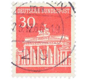 Почтовая марка 30 пфеннигов 1966 года Западная Германия (ФРГ) «Бранденбургские ворота» — Фото №1