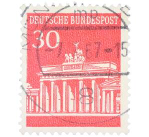 Почтовая марка 30 пфеннигов 1966 года Западная Германия (ФРГ) «Бранденбургские ворота» — Фото №1