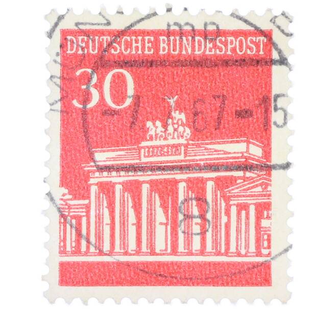 Почтовая марка 30 пфеннигов 1966 года Западная Германия (ФРГ) «Бранденбургские ворота» (Артикул: T11-37386) — Фото №1