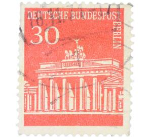 Почтовая марка 30 пфеннигов 1966 года Западная Германия (ФРГ) «Бранденбургские ворота» (Западный Берлин) — Фото №1