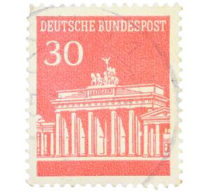 Почтовая марка 30 пфеннигов 1966 года Западная Германия (ФРГ) «Бранденбургские ворота» — Фото №1