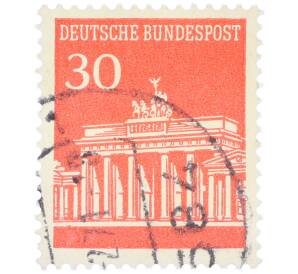 Почтовая марка 30 пфеннигов 1966 года Западная Германия (ФРГ) «Бранденбургские ворота» — Фото №1