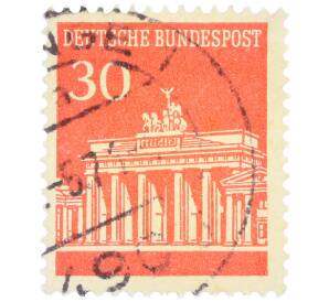 Почтовая марка 30 пфеннигов 1966 года Западная Германия (ФРГ) «Бранденбургские ворота» — Фото №1