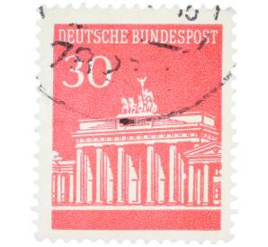 Почтовая марка 30 пфеннигов 1966 года Западная Германия (ФРГ) «Бранденбургские ворота» — Фото №1