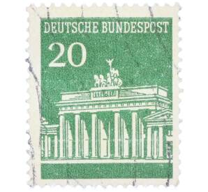 Почтовая марка 20 пфеннигов 1966 года Западная Германия (ФРГ) «Бранденбургские ворота» — Фото №1