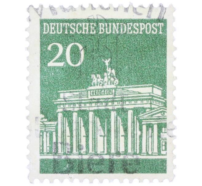 Почтовая марка 20 пфеннигов 1966 года Западная Германия (ФРГ) «Бранденбургские ворота» (Артикул: T11-37404) — Фото №1
