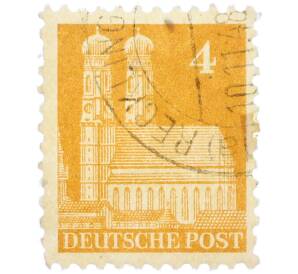 Почтовая марка 4 пфеннига 1948 года Германия (Бизония) «Мюнхенский кафедральный собор» — Фото №1