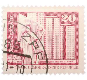 Почтовая марка 20 пфеннигов 1973 года Восточная Германия (ГДР) «Площадь Ленина в Берлине» — Фото №1