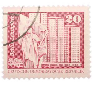 Почтовая марка 20 пфеннигов 1973 года Восточная Германия (ГДР) «Площадь Ленина в Берлине» — Фото №1