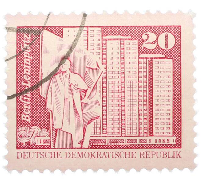 Почтовая марка 20 пфеннигов 1973 года Восточная Германия (ГДР) «Площадь Ленина в Берлине» (Артикул: T11-37416) — Фото №1