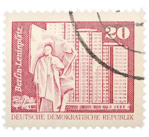 Почтовая марка 20 пфеннигов 1973 года Восточная Германия (ГДР) «Площадь Ленина в Берлине» — Фото №1