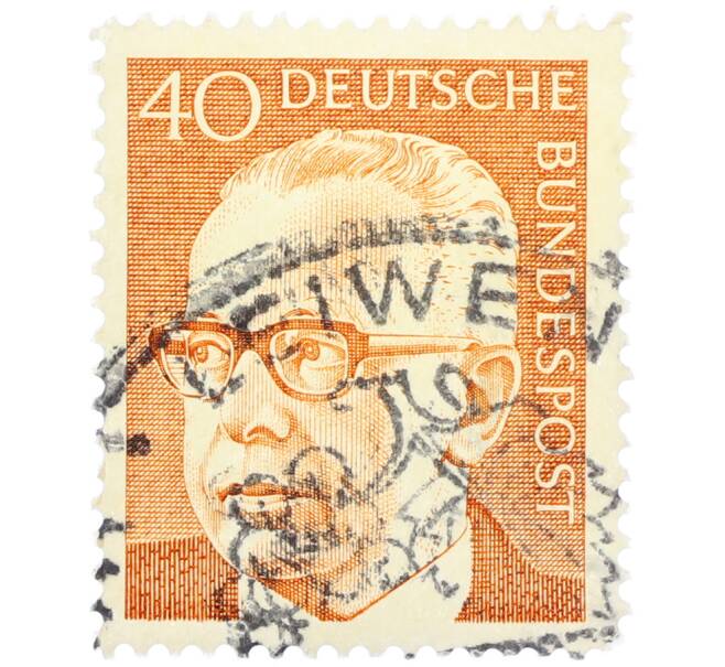 Почтовая марка 40 пфеннигов 1971 года Западная Германия (ФРГ) «Президент Густав Хайнеман» (Артикул: T11-37449) — Фото №1