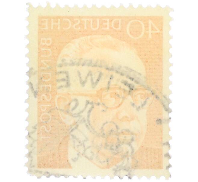 Почтовая марка 40 пфеннигов 1971 года Западная Германия (ФРГ) «Президент Густав Хайнеман» (Артикул: T11-37449) — Фото №2